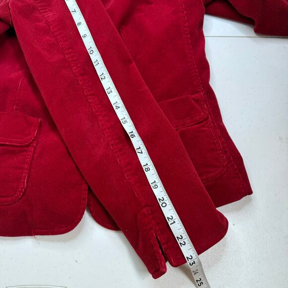 Talbots Corduroy Blazer Jacket Women's 2 Red Office Career Boho Colorful Indie - Picture 8 of 9